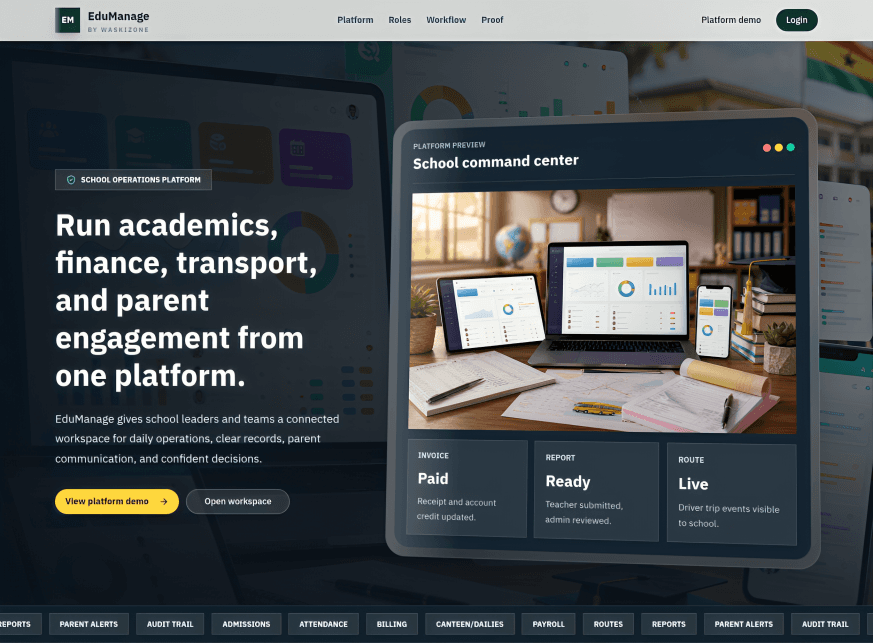 EduManage school management dashboard